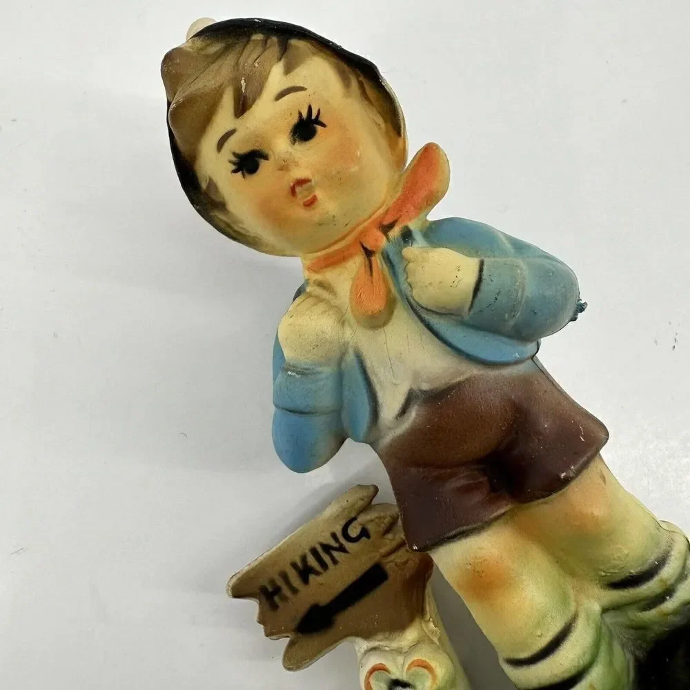 Vintage Kurt‎ S Adler Plastic Hummel Like Christmas Ornament German Boy Hiking